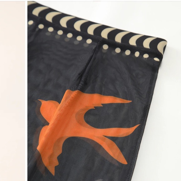 Commense Bird Print Mesh Cover Up Maxi Skirt and Bodysuit NWT Sz Small - Picture 3 of 11